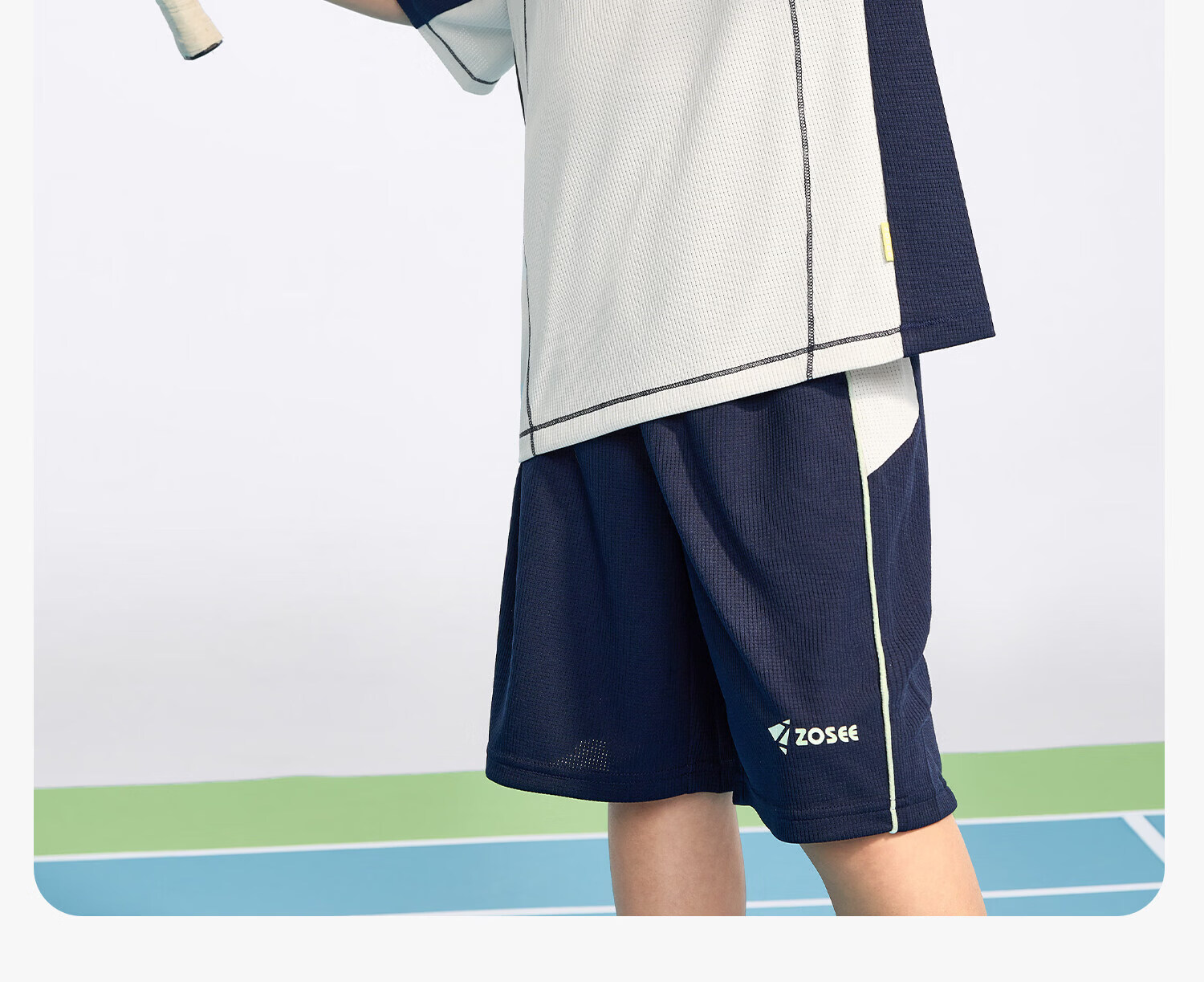 Zuo Xi Boys Short Sleeve Set 2026 Summer Kids Sports Jersey Original Yarn Quick-Dry Mesh Breathable White 130 22